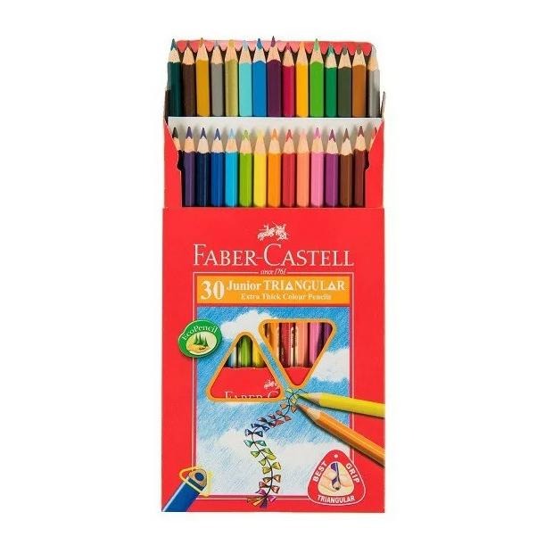 【King PLAZA】Faber-Castell 輝柏 大三角 油性 色鉛筆 附削筆器 16-116538 紅色 紙盒-細節圖4