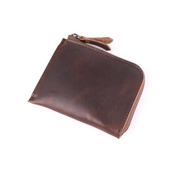 (Catch Robot) 牛皮卡包 零錢包 手工牛皮零錢包 簡約零錢包 卡夾 名片夾 卡包 咖啡色 牛皮皮夾-細節圖3