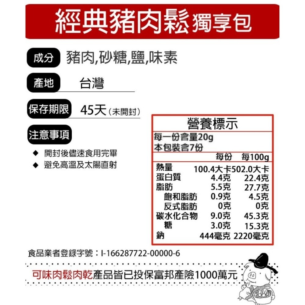 招牌肉鬆(寶寶肉鬆) 經典豬肉鬆 獨享包/原味/海苔/肉脯/肉酥/肉鬆推薦第一品牌/伴手禮/送禮【可味肉乾】-細節圖11