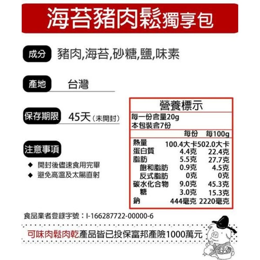 海苔肉鬆 獨享包/肉酥/肉脯/配飯/料理/寶寶老人都能吃【可味肉乾】-細節圖11