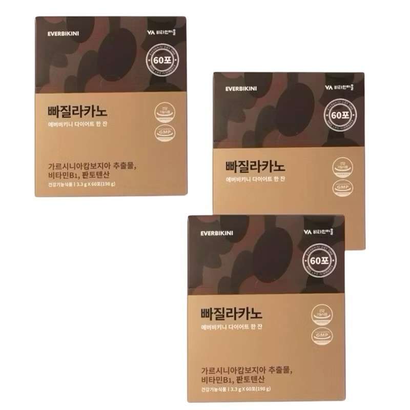 韓國 EVERBIKINI  藤黃果 黑咖啡 榛果黑咖啡 3.3g x60入-規格圖1