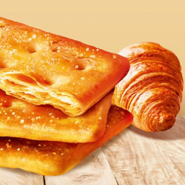 韓國Orion 好麗友 千層酥焦糖蘇打餅乾 牛角酥餅 可頌 焦糖口味65.6g 韓國零食-細節圖2