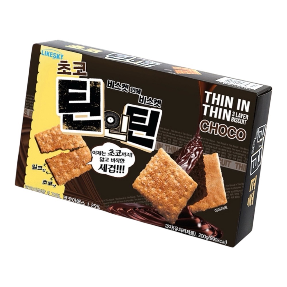韓國 LIKESKY巧克力夾心餅乾 吉拿棒口味 三層巧克力夾心餅乾 巧克力夾心 薄脆 韓國零食-規格圖1