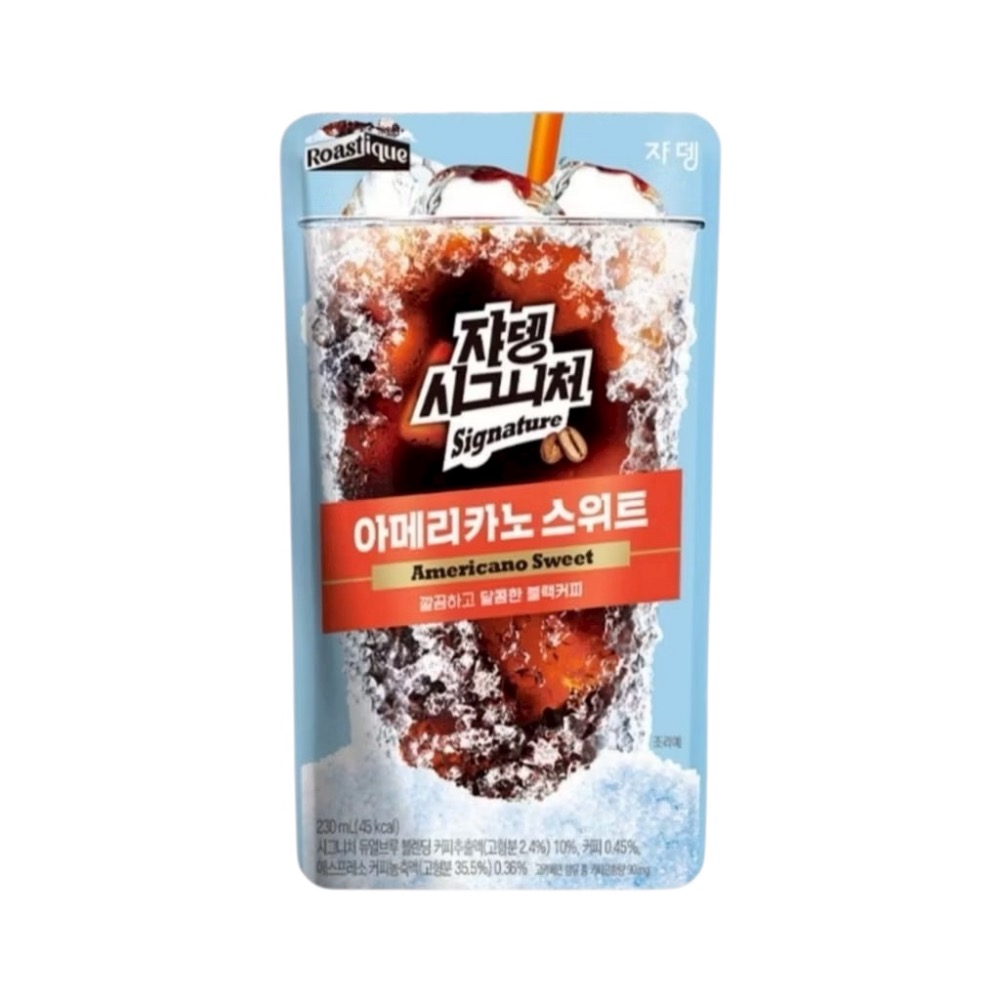韓國 JARDIN Signature 美式黑咖啡 皇家榛果咖啡 230ml 袋裝 桃子優格 莓果優格 水蜜桃冰茶-規格圖1