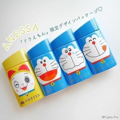 (現貨)日本境內限量發售 2023資生堂安耐曬 ANESSA x 哆拉A夢聯名限定 防曬乳液，贈隨身瓶+授權收納袋