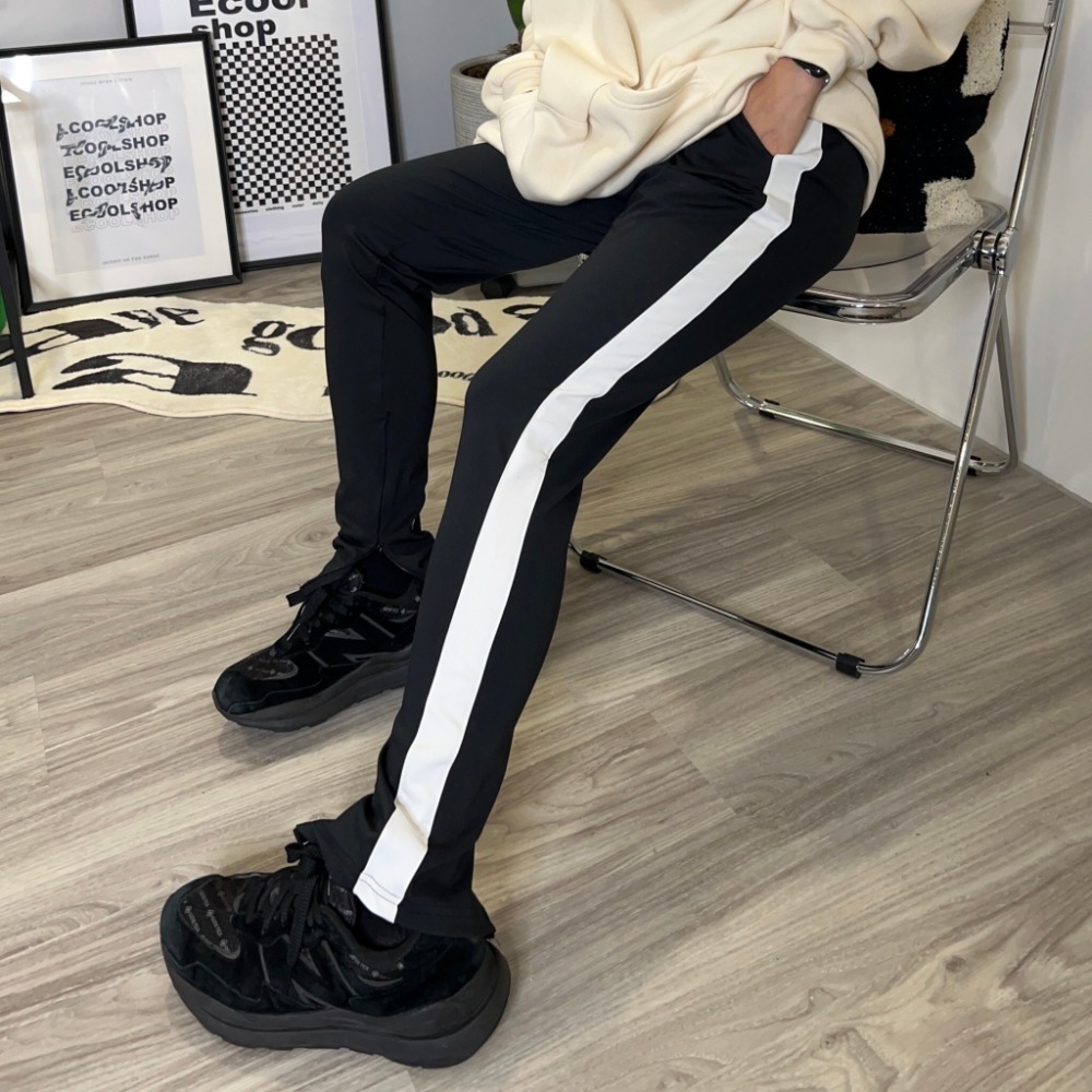 <領券再享折扣>獨家訂製單線褲 褲腳內側拉鍊 超顯瘦 運動長褲 單線褲 爆款 男生衣著 獨家長褲 長褲-細節圖2