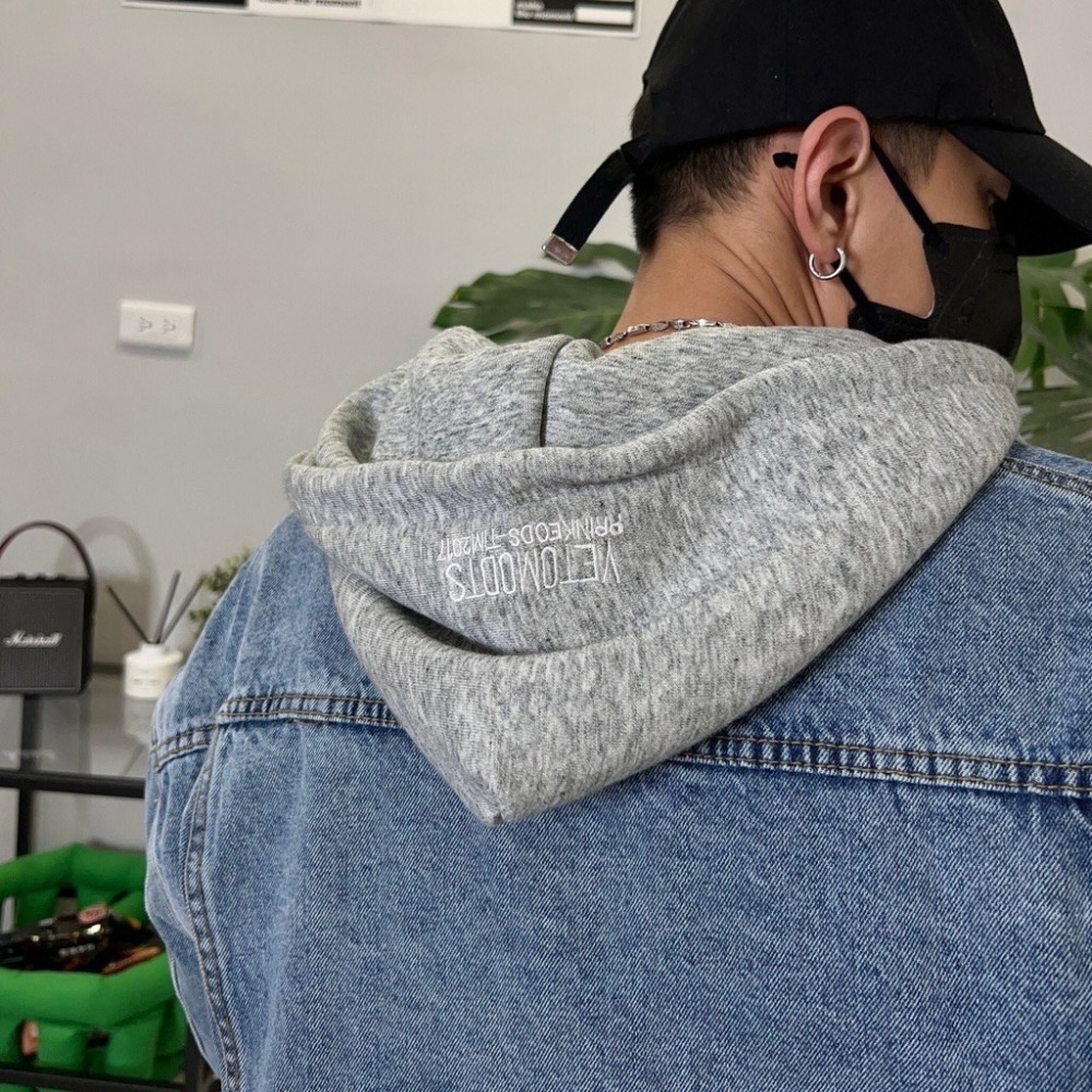 🐻領券再享折扣🐻 連帽牛仔連帽外套 男生牛仔外套 可拆式 外套 吳亦凡 楊冪 同款 中國有嘻哈-細節圖4