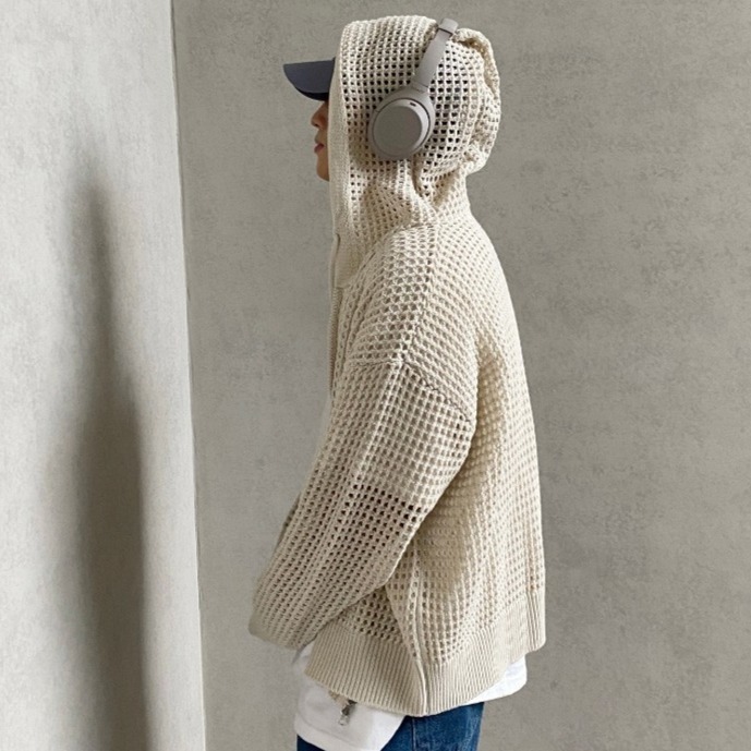 ✨領券再享折扣✨韓國 簍空洞洞慵懶 連帽 針織外套 嘻哈 潮流風 男女不拘 情侶外套 洞洞素面外套-細節圖7