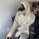 ✨領券再享折扣✨韓國 簍空洞洞慵懶 連帽 針織外套 嘻哈 潮流風 男女不拘 情侶外套 洞洞素面外套-規格圖9