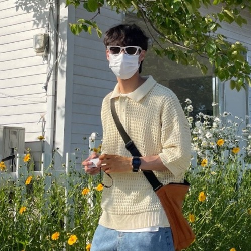 ✨2023新款✨韓國 簍空洞洞針織 短T POLO衫 嘻哈 潮流風 男女不拘 針織衣 透氣 網格衫 透視感-細節圖2