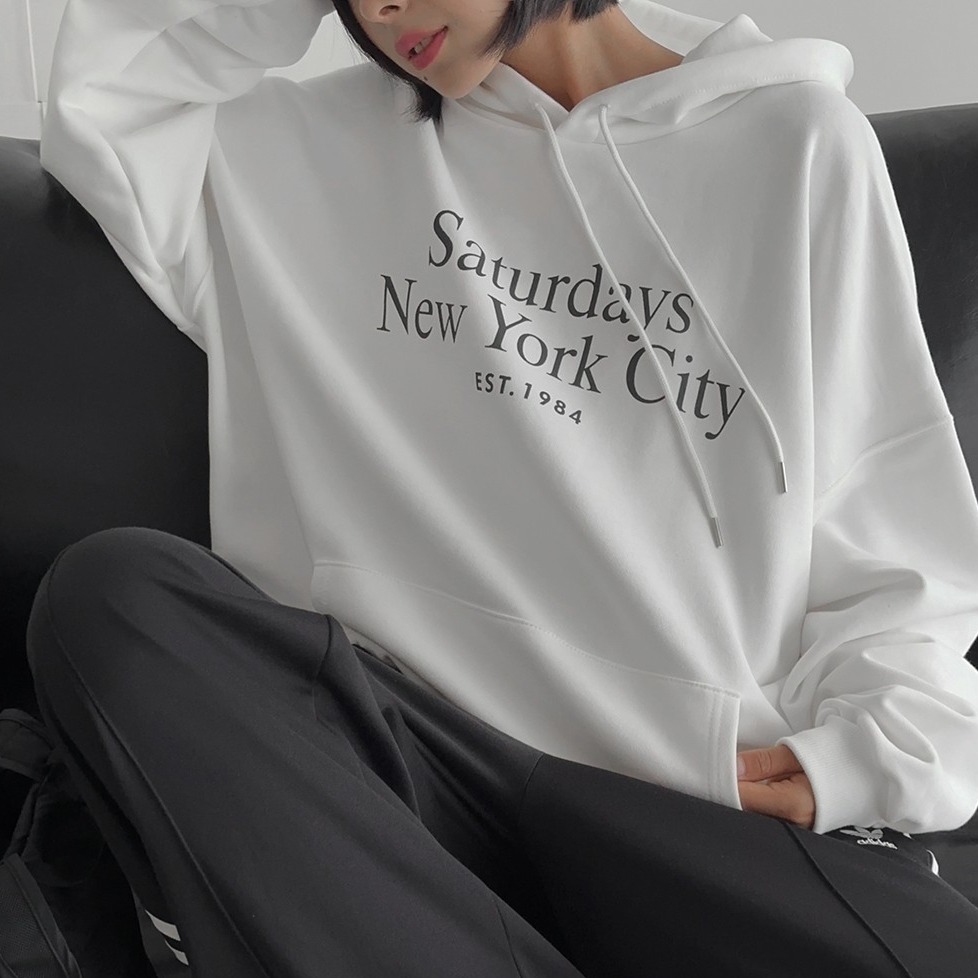 ✨2023秋冬新款✨韓版 星期六紐約New Ycrk City造型 帽T 刷毛 長袖上衣 情侶裝 男女不拘-細節圖8