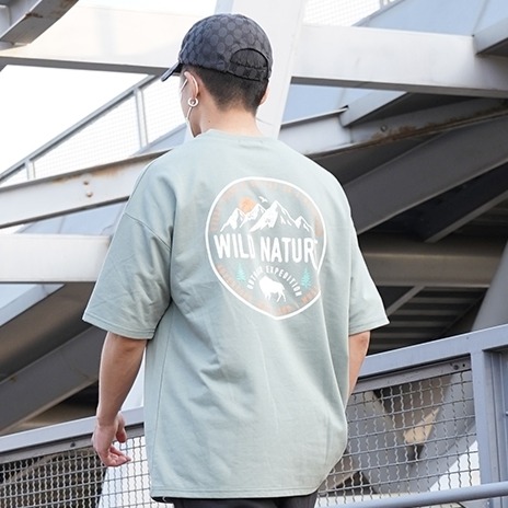 ✨2024新款✨韓國 WILD NATURE 山脈日出造型 短T 短袖上衣 男女不拘 素面 情侶款 夏季新款-細節圖2