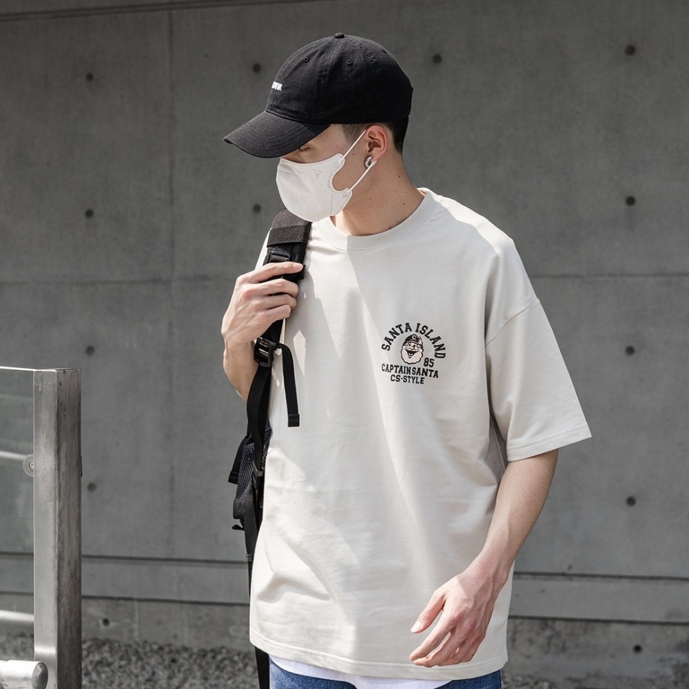 ✨2024新款✨韓國 SANTA 老爹 塗鴉 短T 細絨布 寬鬆落肩 男女不拘 情侶款 短袖上衣 可愛風 畫風-細節圖2