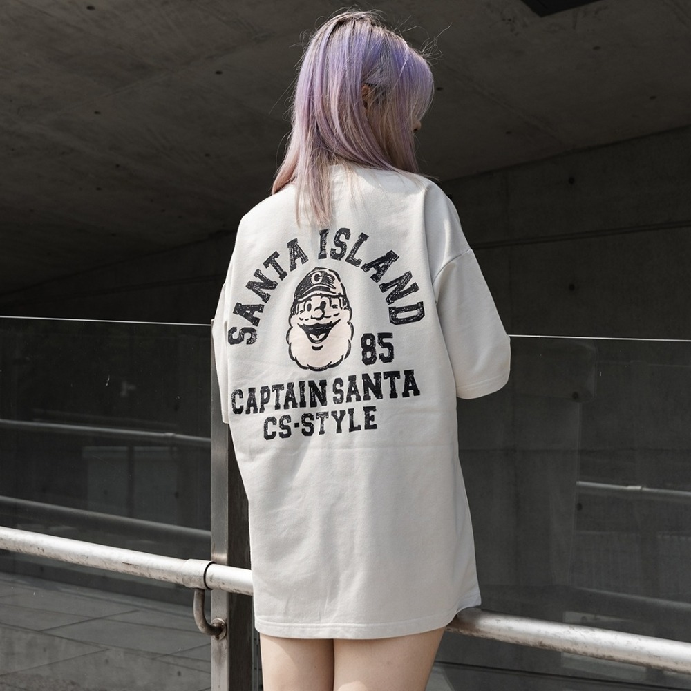 ✨2024新款✨韓國 SANTA 老爹 塗鴉 短T 細絨布 寬鬆落肩 男女不拘 情侶款 短袖上衣 可愛風 畫風-細節圖3