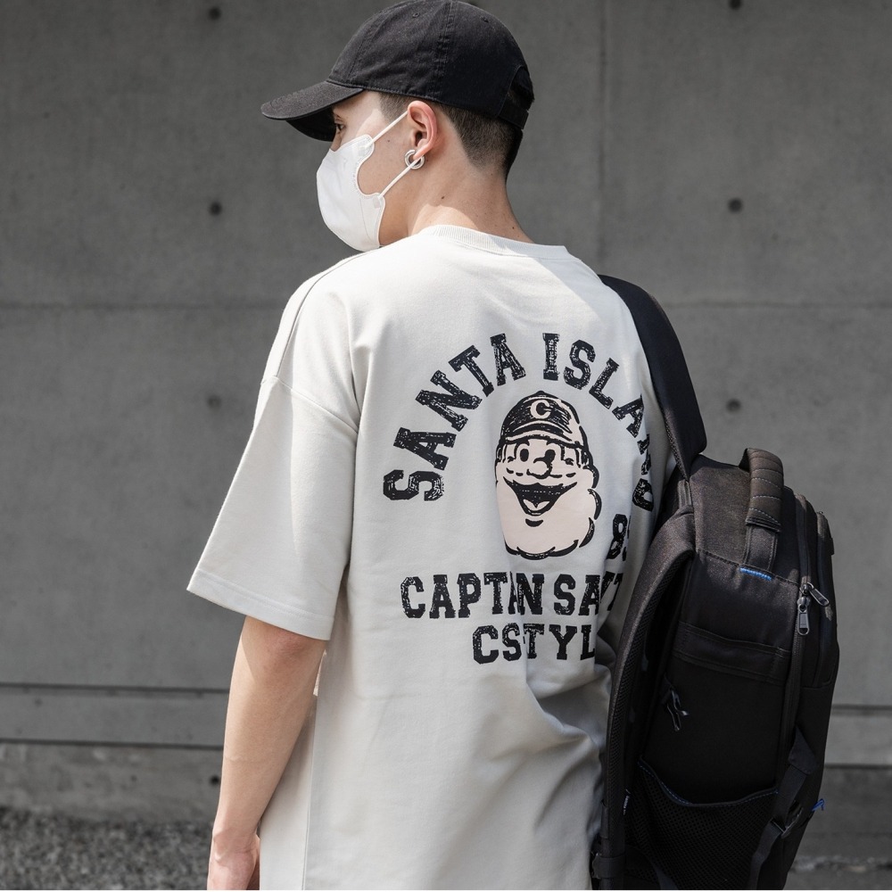 ✨2024新款✨韓國 SANTA 老爹 塗鴉 短T 細絨布 寬鬆落肩 男女不拘 情侶款 短袖上衣 可愛風 畫風-細節圖4