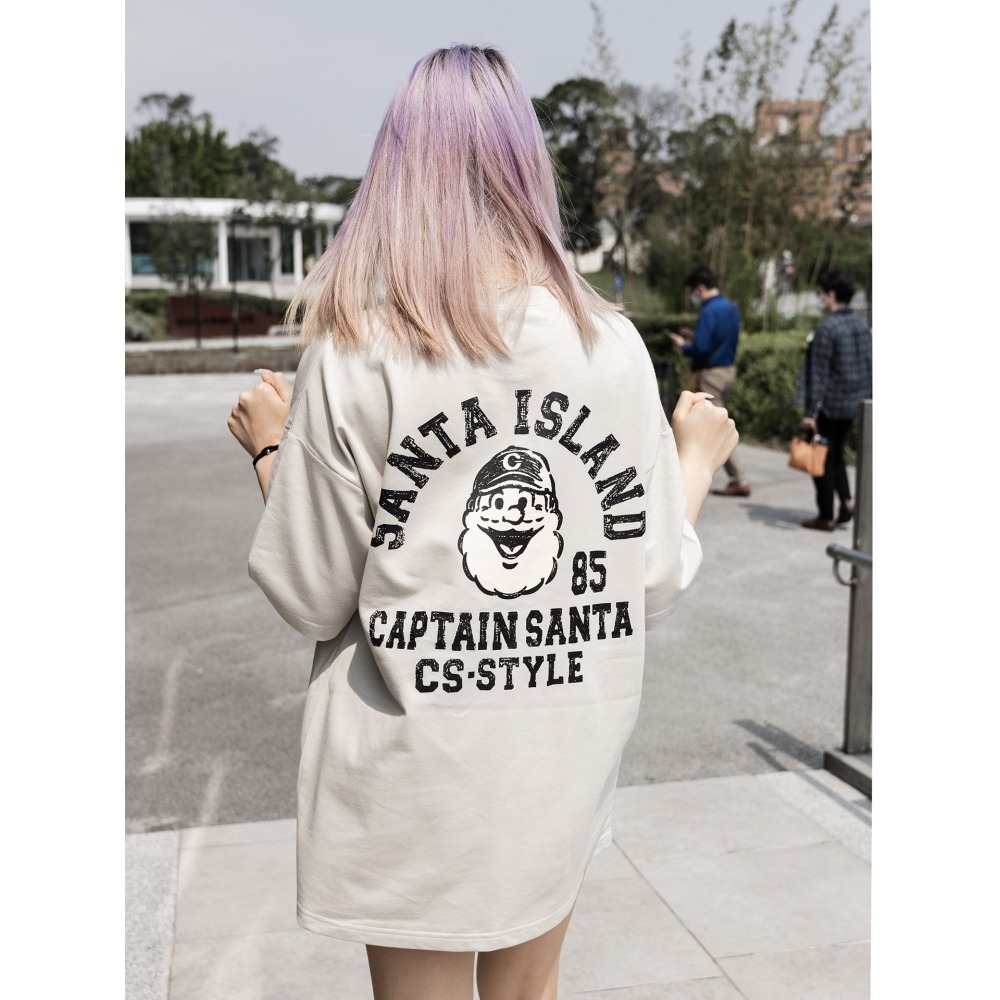 ✨2024新款✨韓國 SANTA 老爹 塗鴉 短T 細絨布 寬鬆落肩 男女不拘 情侶款 短袖上衣 可愛風 畫風-細節圖5