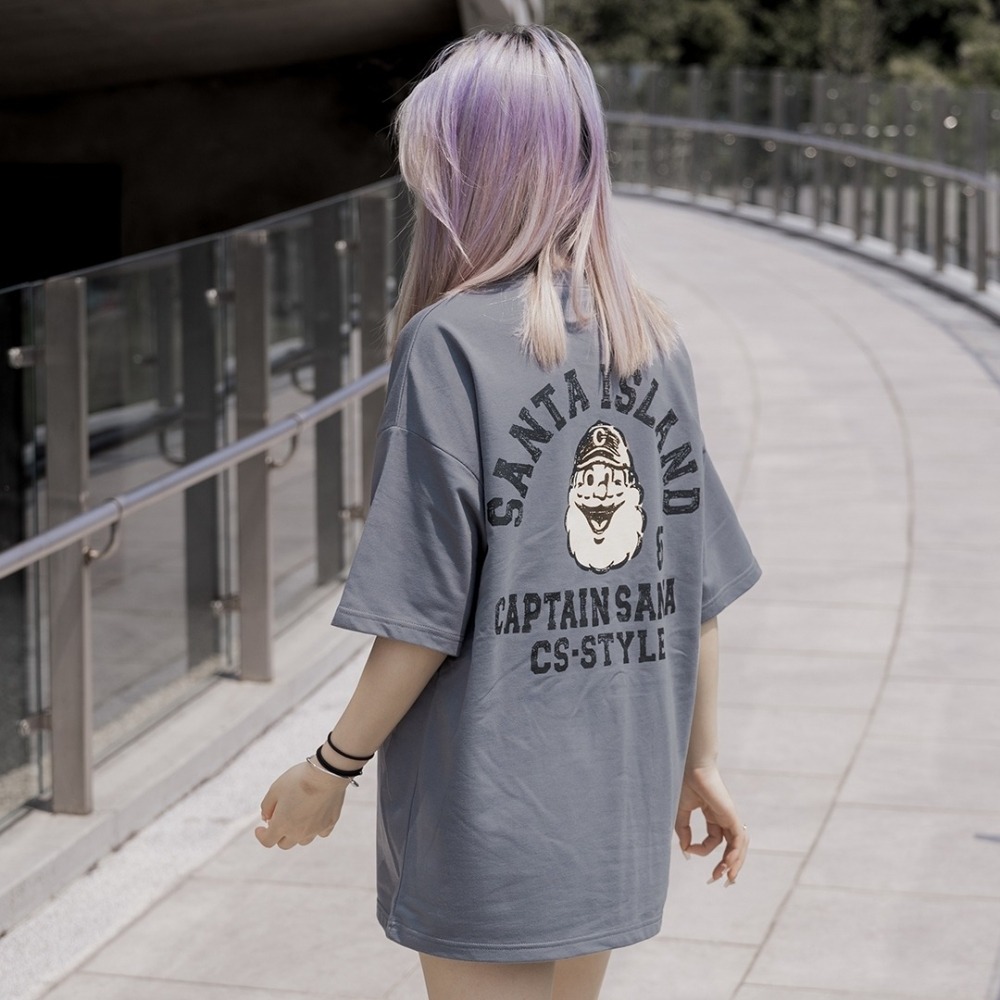 ✨2024新款✨韓國 SANTA 老爹 塗鴉 短T 細絨布 寬鬆落肩 男女不拘 情侶款 短袖上衣 可愛風 畫風-細節圖6