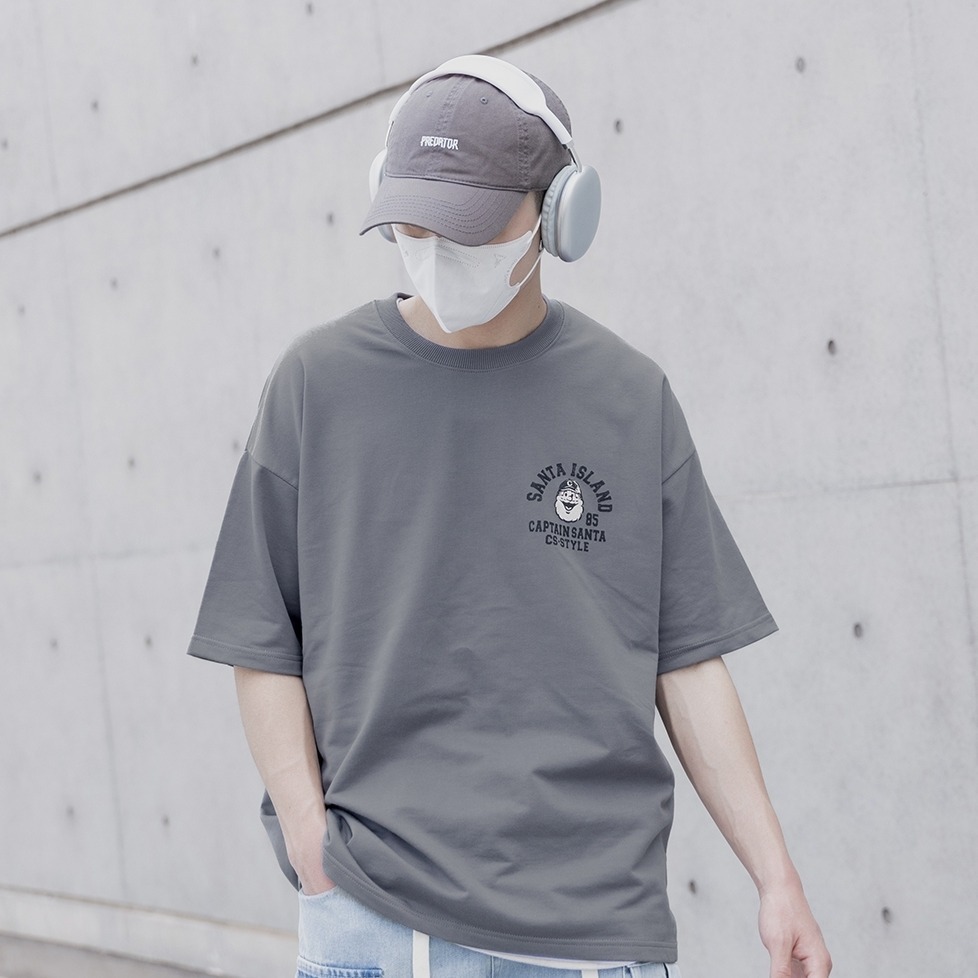 ✨2024新款✨韓國 SANTA 老爹 塗鴉 短T 細絨布 寬鬆落肩 男女不拘 情侶款 短袖上衣 可愛風 畫風-細節圖7