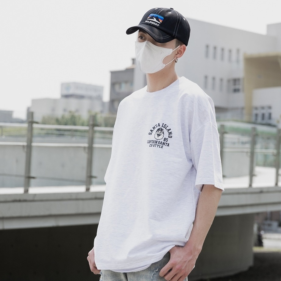 ✨2024新款✨韓國 SANTA 老爹 塗鴉 短T 細絨布 寬鬆落肩 男女不拘 情侶款 短袖上衣 可愛風 畫風-細節圖8