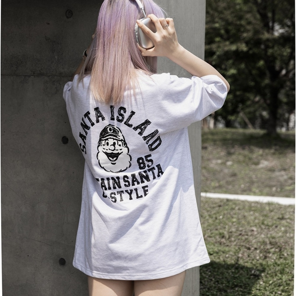 ✨2024新款✨韓國 SANTA 老爹 塗鴉 短T 細絨布 寬鬆落肩 男女不拘 情侶款 短袖上衣 可愛風 畫風-細節圖9