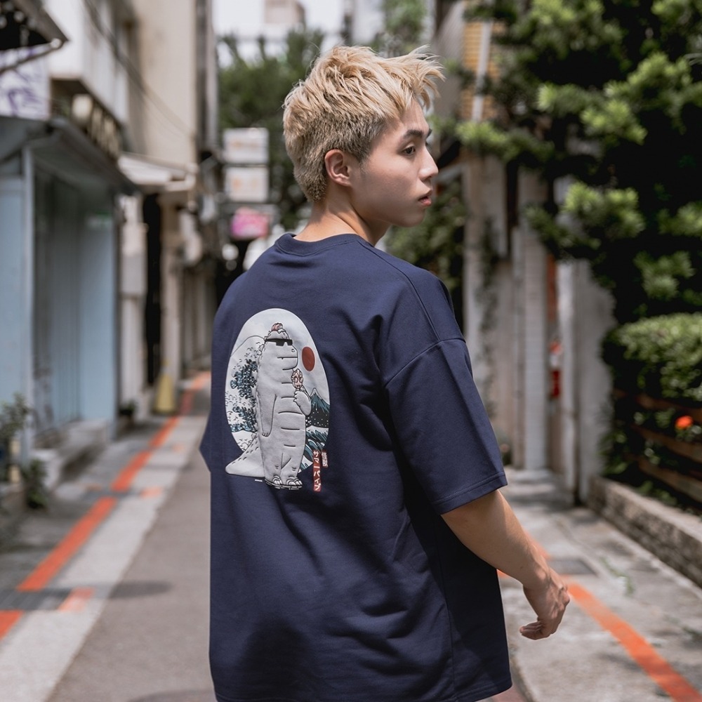 ✨2024新款✨浮世繪立體哥吉拉 短T 細絨布 短袖上衣 哥吉拉造型 男女不拘 情侶T 春夏新款-細節圖6