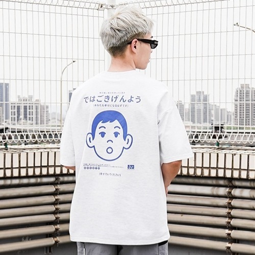 ✨2024新款✨日文 JP小男孩 短T 短袖上衣 細絨布 情侶款 春夏新款 男女不拘 情侶T 短袖-細節圖4