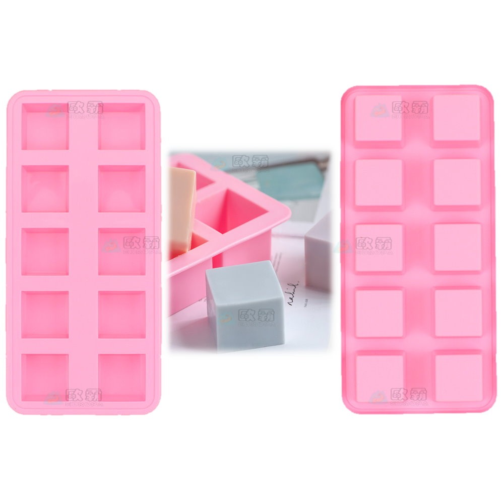 幸運草樂園 歐霸 10連格方形模具 矽膠模 皂模 手工皂模 矽膠模具 巧克力模型 果凍模 蛋糕模 冰塊模 蠟燭模-細節圖5
