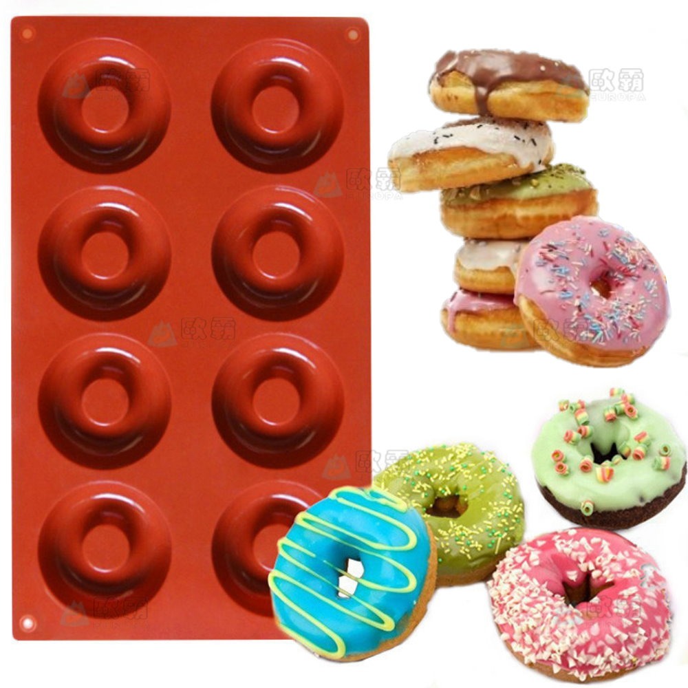 幸運草樂園 歐霸 8連格甜甜圈模具 蛋糕模 手工皂 巧克力模 果凍模 蠟燭模 餅乾模 冰塊 翻糖模 矽膠模具 皂模 模具-細節圖2