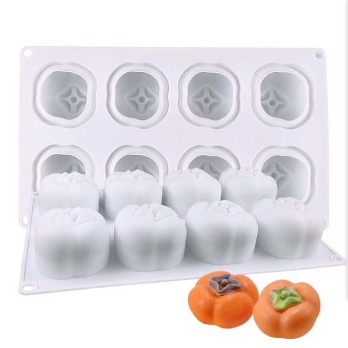 幸運草樂園 歐霸 8連柿子 手工皂模具 餅乾模具 巧克力模具 矽膠模 矽膠模具 果凍模 蛋糕模 製冰盒 皂模 布丁模-細節圖6