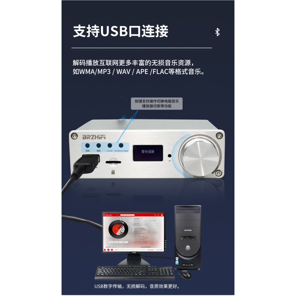 綜合 擴大機 遙控 微型 現貨 DAC解碼/音效卡/收音機2聲道 D類  3250晶片 USB/TF播放 130w (e-細節圖8