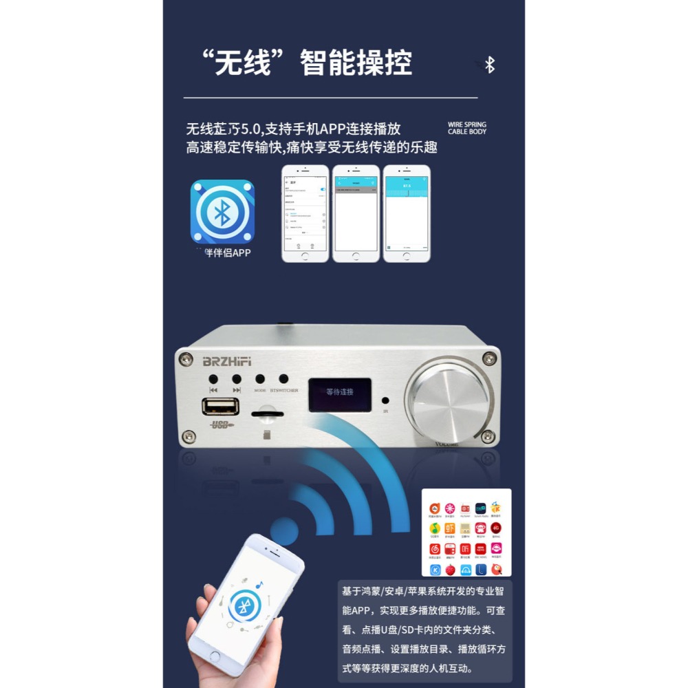 綜合 擴大機 遙控 微型 現貨 DAC解碼/音效卡/收音機2聲道 D類  3250晶片 USB/TF播放 130w (e-細節圖9