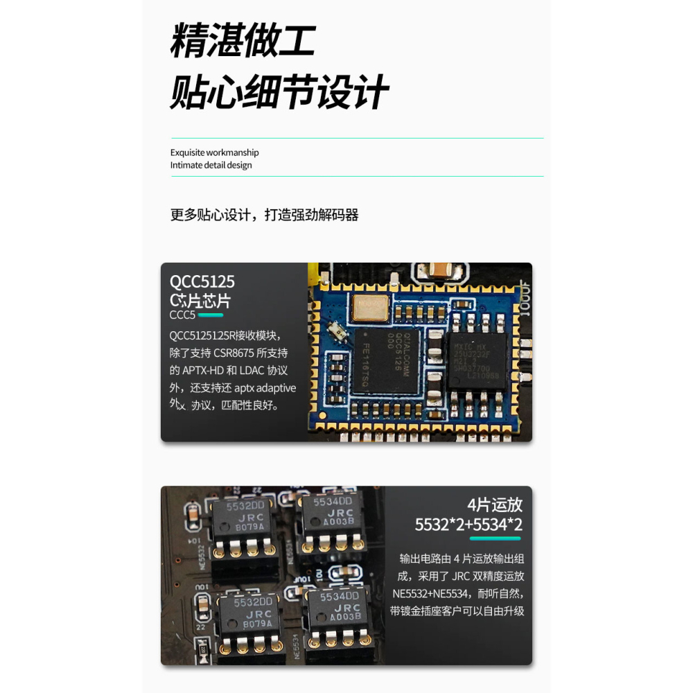 DAC解碼/耳擴(16-300歐)/音效卡 光纖/同軸/BT/usb輸入 現貨 ES9038 型號BTC60 qcc51-細節圖2