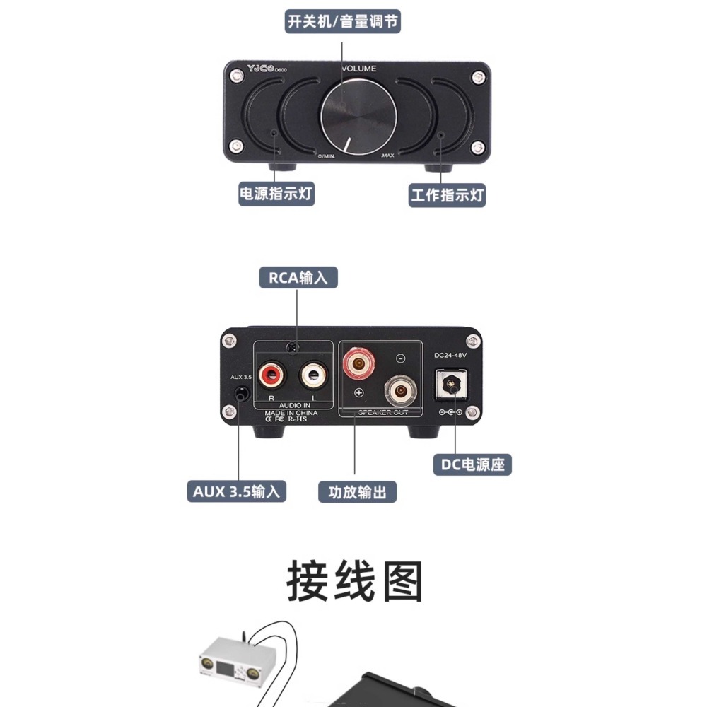 擴大機 後級 單聲道全頻 300w*1@8歐 +48V5A變壓器 TPA3255 型號 D600 D類 高傳真-細節圖4