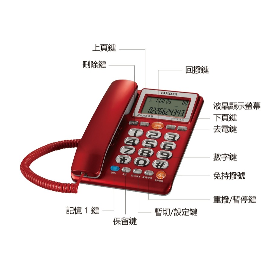 ALT-890 愛華 AIWA 超大字鍵助聽有線電話-細節圖6