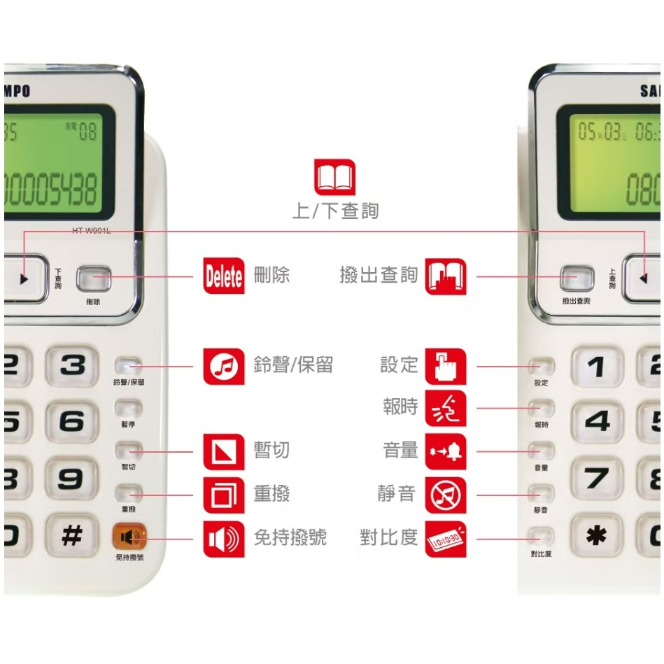 HT-W901L 來電語音報號 聲寶SAMPO來電顯示型有線電話-細節圖4