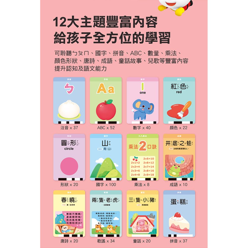 💕現貨💕《風車》幼兒學習讀卡機 （學習ㄅㄆㄇ、ABC、123、唐詩、成語、童話、兒歌）-FOOD超人【愛寶童衣舖】-細節圖7