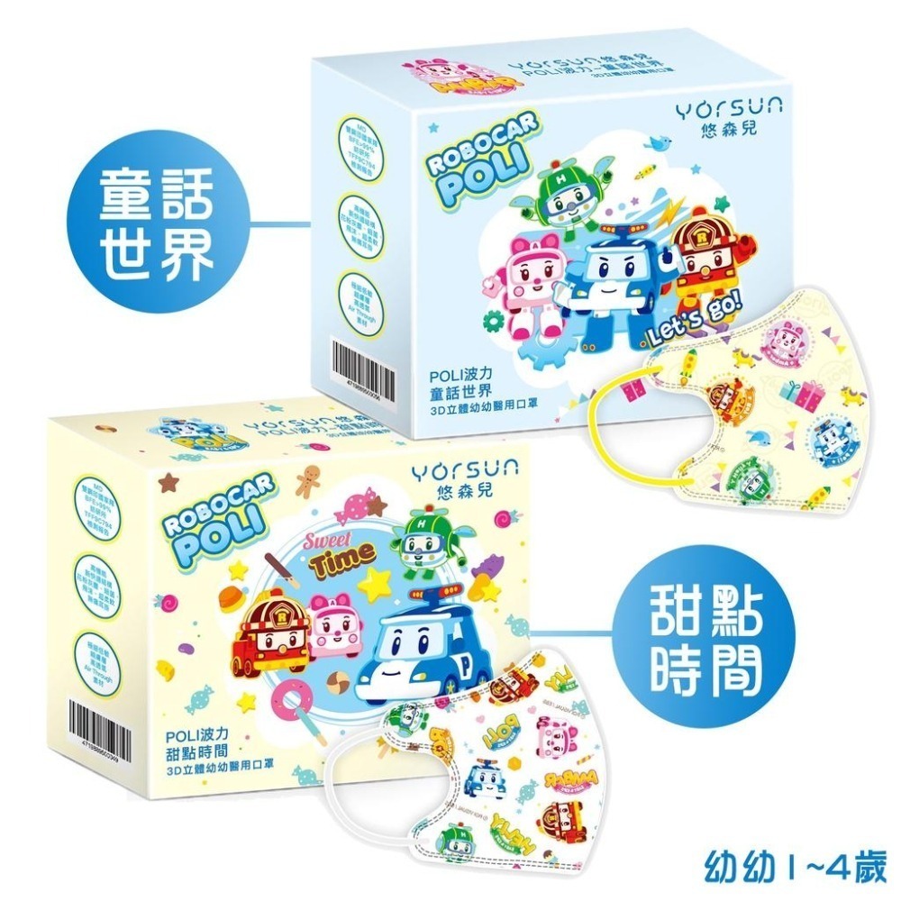 悠森兒 3D立體 幼幼 兒童 醫用口罩 波力 POLI 25片裝 兒童口罩 幼幼口罩-細節圖5