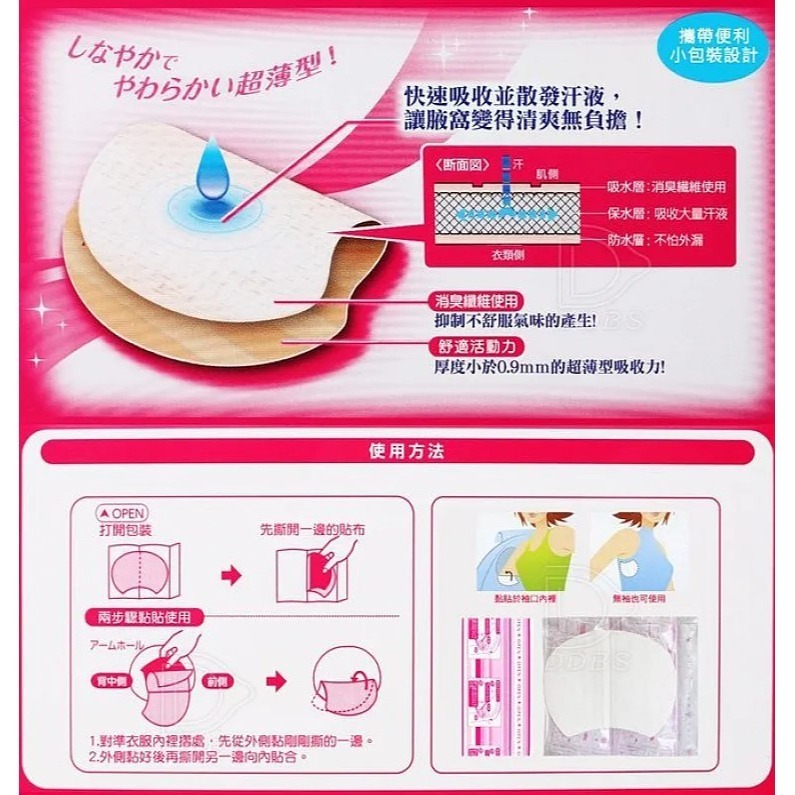 日本 JEX 腋下專用吸汗貼 36枚入【DDBS】一般款/清涼感 腋下貼-細節圖2