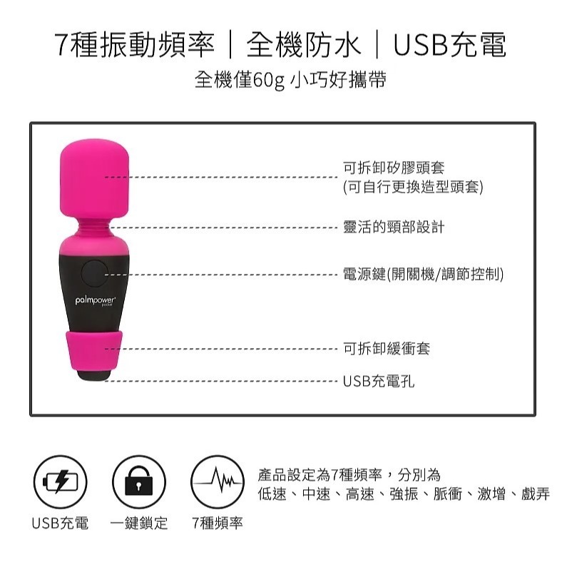 潘美爾 PalmPower 迷你超強震USB充電版高潮按摩棒 【DDBS】-細節圖2