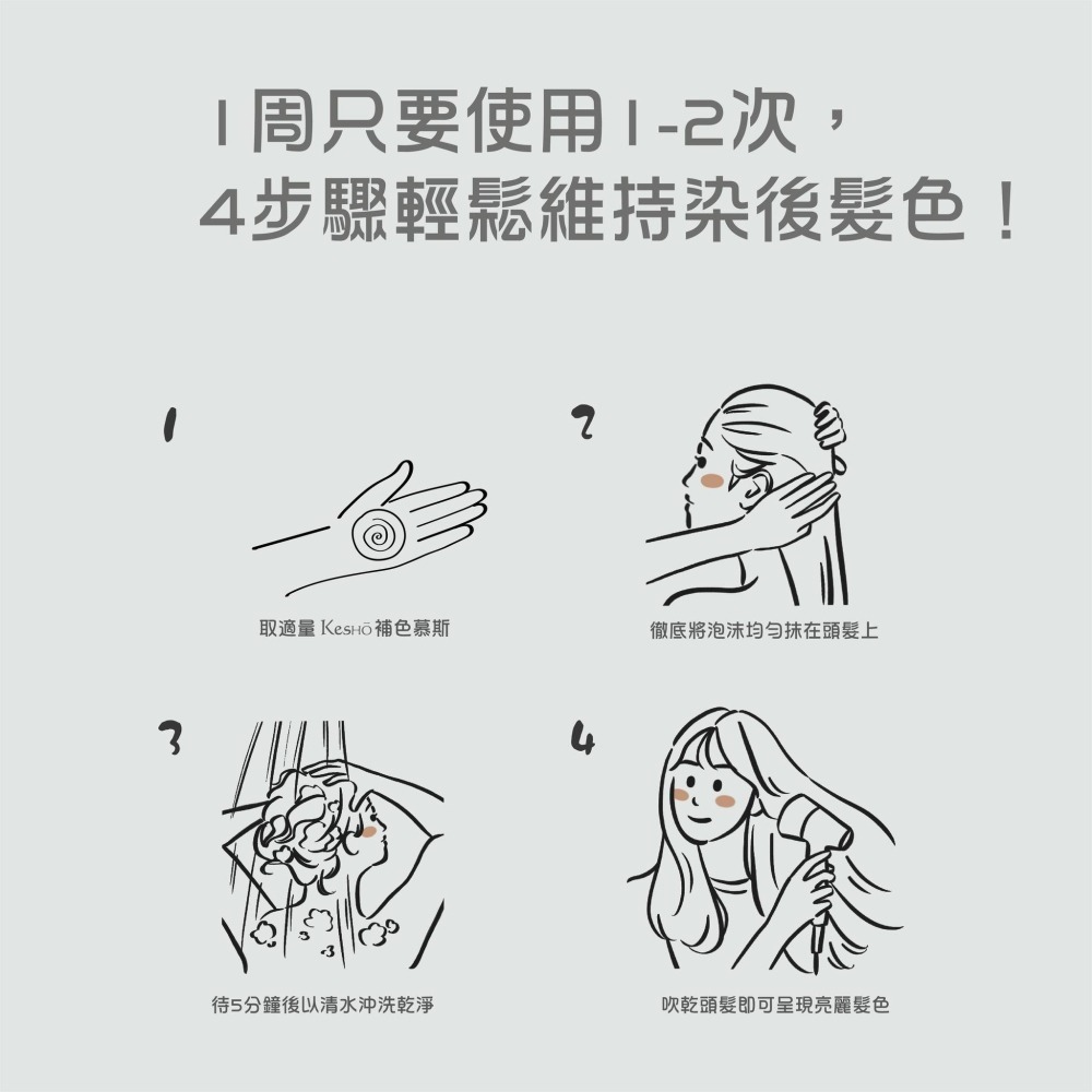 Kesho 染髮補色慕斯 280ml 染髮膏 染髮劑-細節圖4