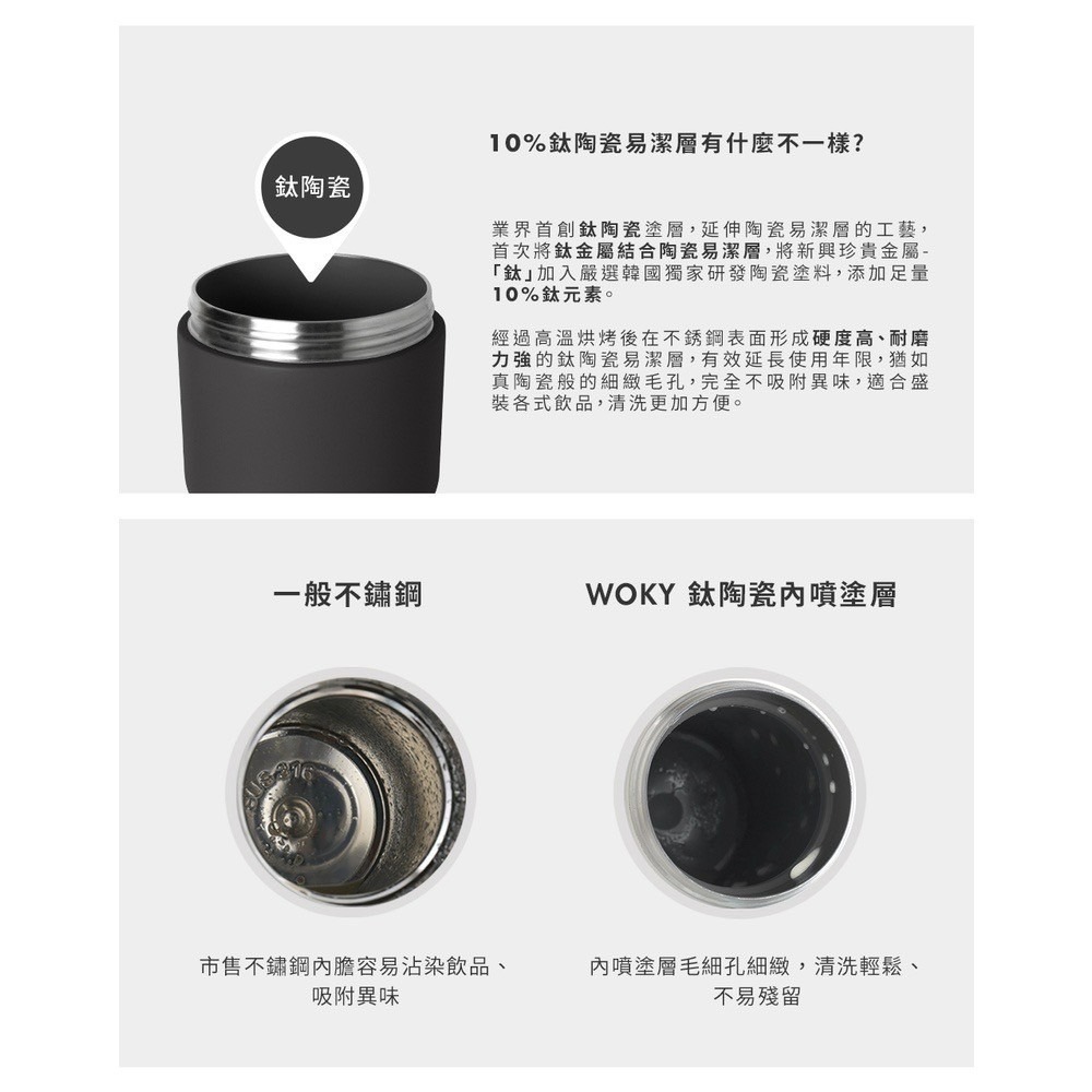 @特價品@限量聯名款(贈提袋)-OPEN將!X三麗鷗聯名款-WOKY手提激凍輕芯鈦瓷易潔層保溫杯750ml附吸管-細節圖5