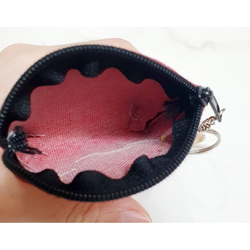 泰國 大象 零錢包 紅色皮革 黃色大象 收納包 小物包 長約6CM 高約5CM-細節圖3