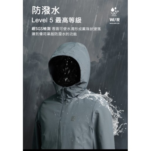 ONE BOY 男款 輕量機能防水防風透氣輕鋒衣4.0 白鯨灰 L號 全新-細節圖7