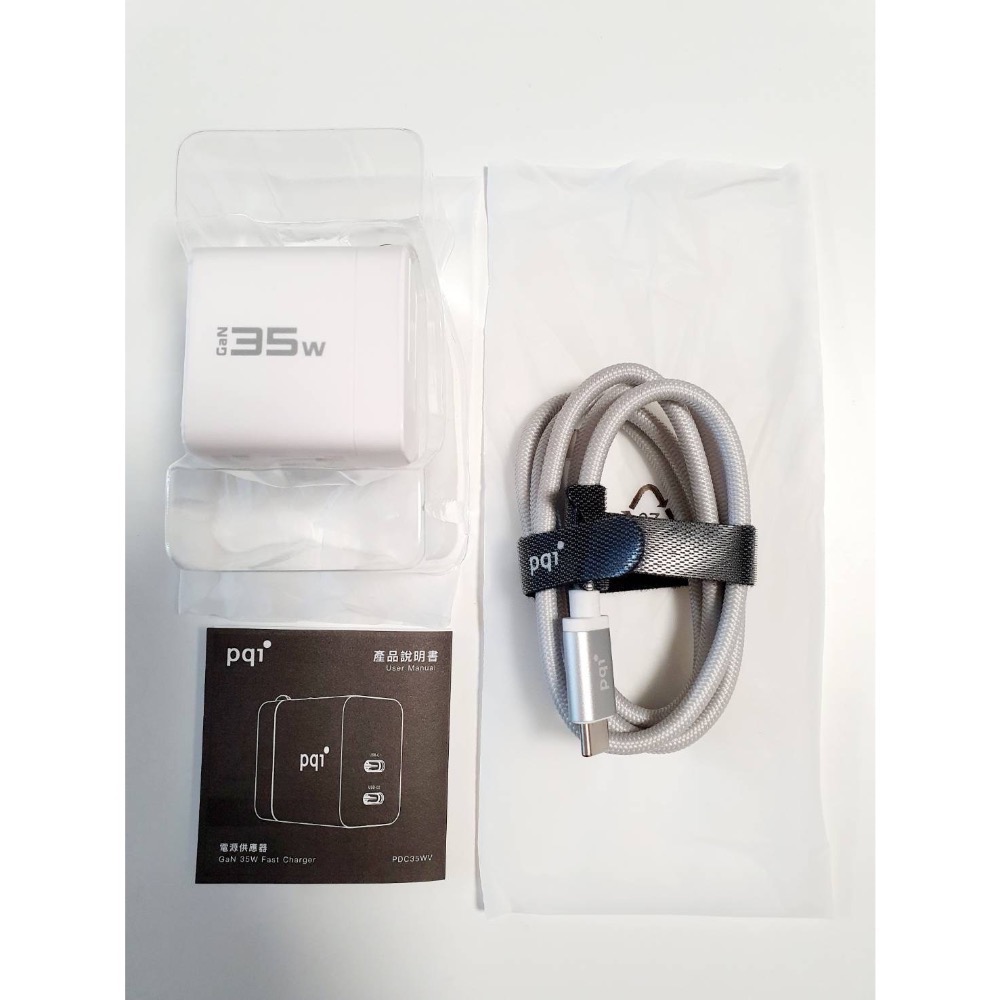 PQI 35W GaN 雙USB-C快速充電器+USB-C to C編織線組合包-白-細節圖11