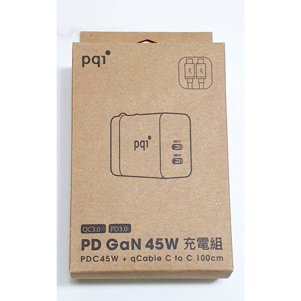 PQI 45W GaN 雙USB-C快速充電器+USB-C to C編織線組合包-白-細節圖2