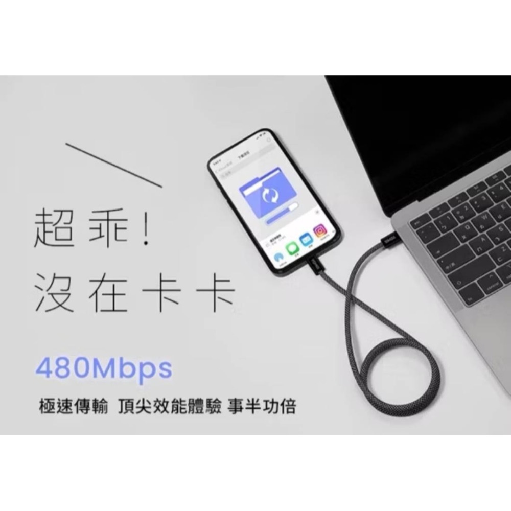 YOMIX 優迷 磁吸編織收納充電線 快充線傳輸線 黑色與灰色PD100W Type-C to Type-C 100CM-細節圖2