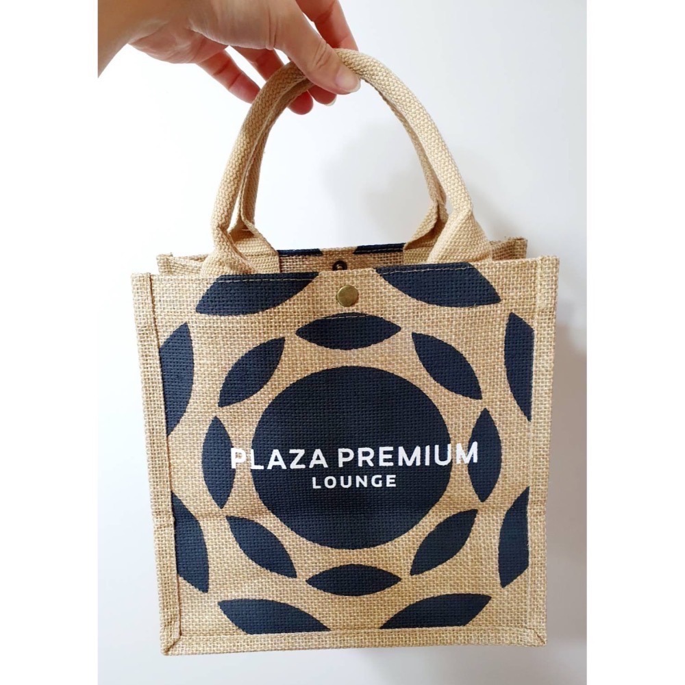 plaza premium lounge 麻布手提袋 厚棉繩握把 尺寸25.5*18*24(CM) 內層防水-細節圖4