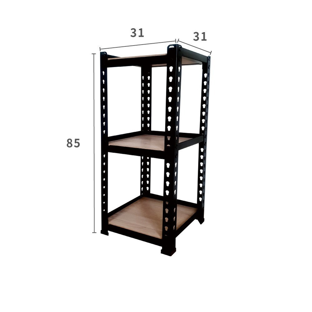 固得家俬 台灣製 三層角鋼架 31x31x高85cm 組裝簡單 角鋼架 收納層架 鐵架 免螺絲 黑色 收納層架-細節圖2