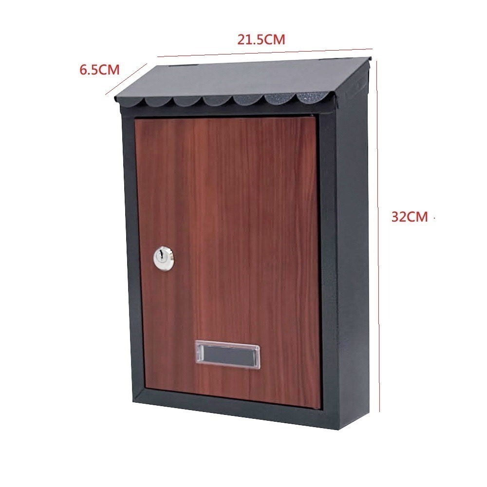 固得家俬 工廠直營  高品質 花邊 木紋  鐵灰 戶外漆 信箱 簡約信箱 歐式 田園 信箱 意見箱 壁掛式-細節圖2