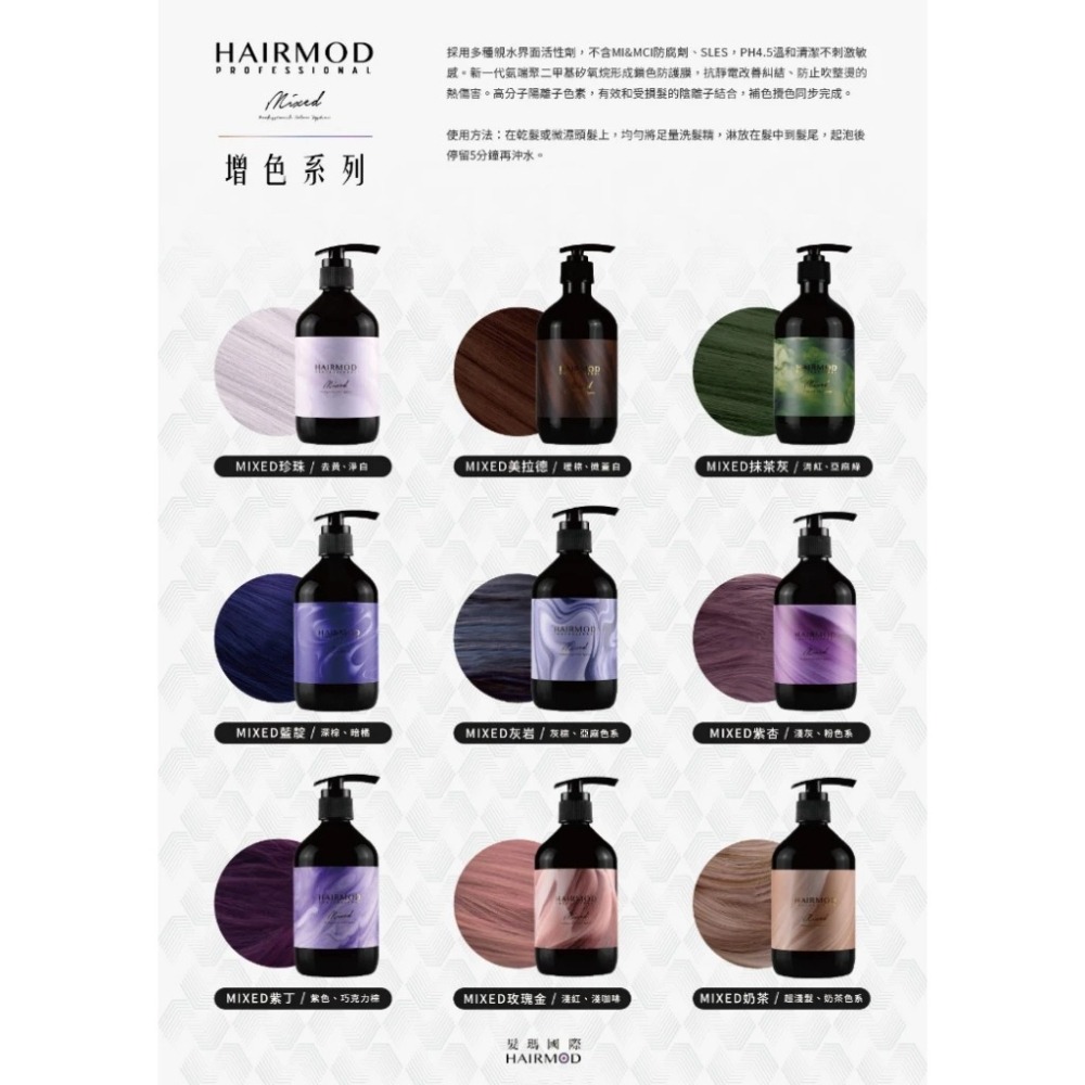 MIXED 灰岩/藍靛/紫杏/玫瑰金/紫丁/奶茶/珍珠 450ml 補色洗髮精 多款可選 BFC-細節圖3